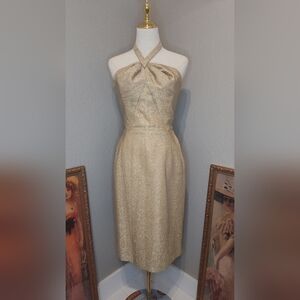 1950s Bombshell Strapless Gold Lurex Evening Dress & Matching Jacket